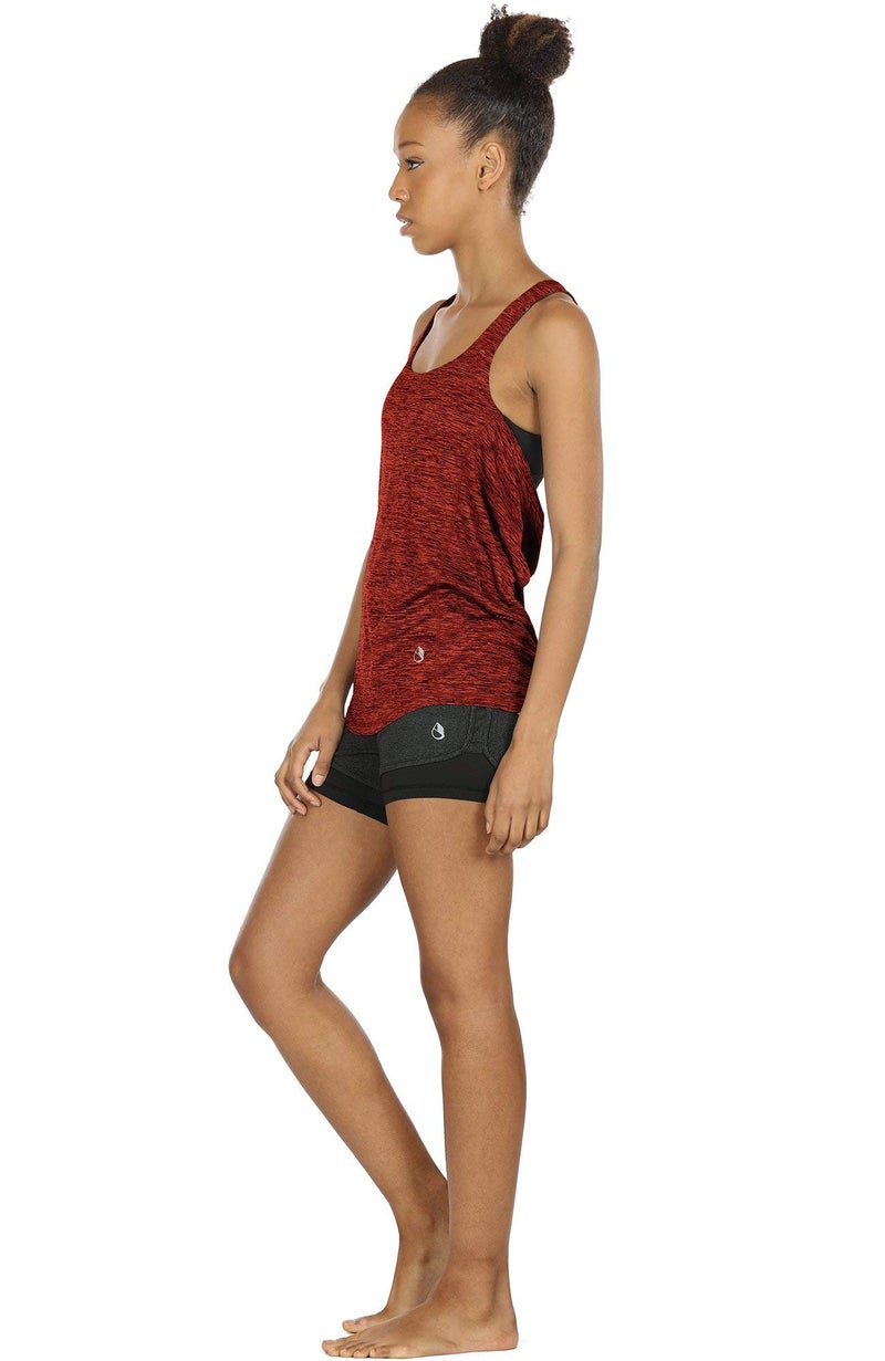 icyzone Yoga Tops Workouts Clothes Activewear Built in Bra Tank Tops for Women (M, Burnt Ochre) - Image 3